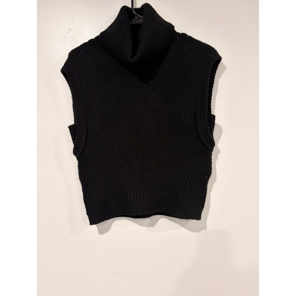 Simkhai Black Wool Cashmere Ribbed‎ Turtleneck Sweater Vest XS